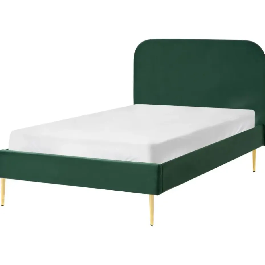 FLAYAT - Eenpersoonsbed - Donkergroen - 120 x 200 cm - Fluweel