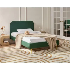 FLAYAT - Eenpersoonsbed - Donkergroen - 120 x 200 cm - Fluweel