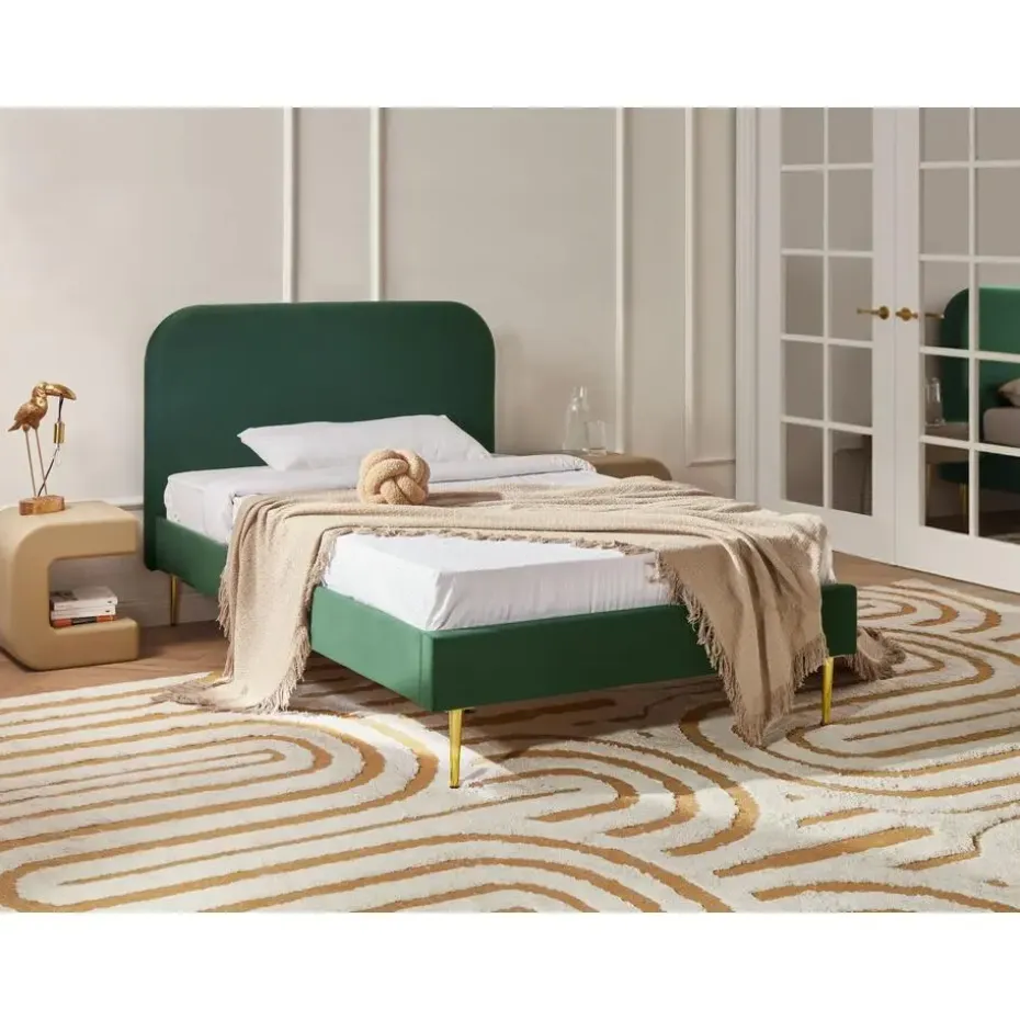 FLAYAT - Eenpersoonsbed - Donkergroen - 120 x 200 cm - Fluweel