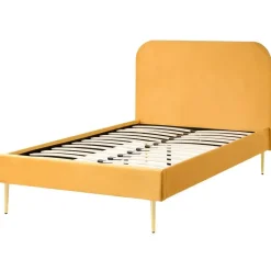 FLAYAT - Eenpersoonsbed - Geel - 120 x 200 cm - Fluweel