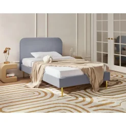 FLAYAT - Eenpersoonsbed - Grijs - 120 x 200 cm - Fluweel