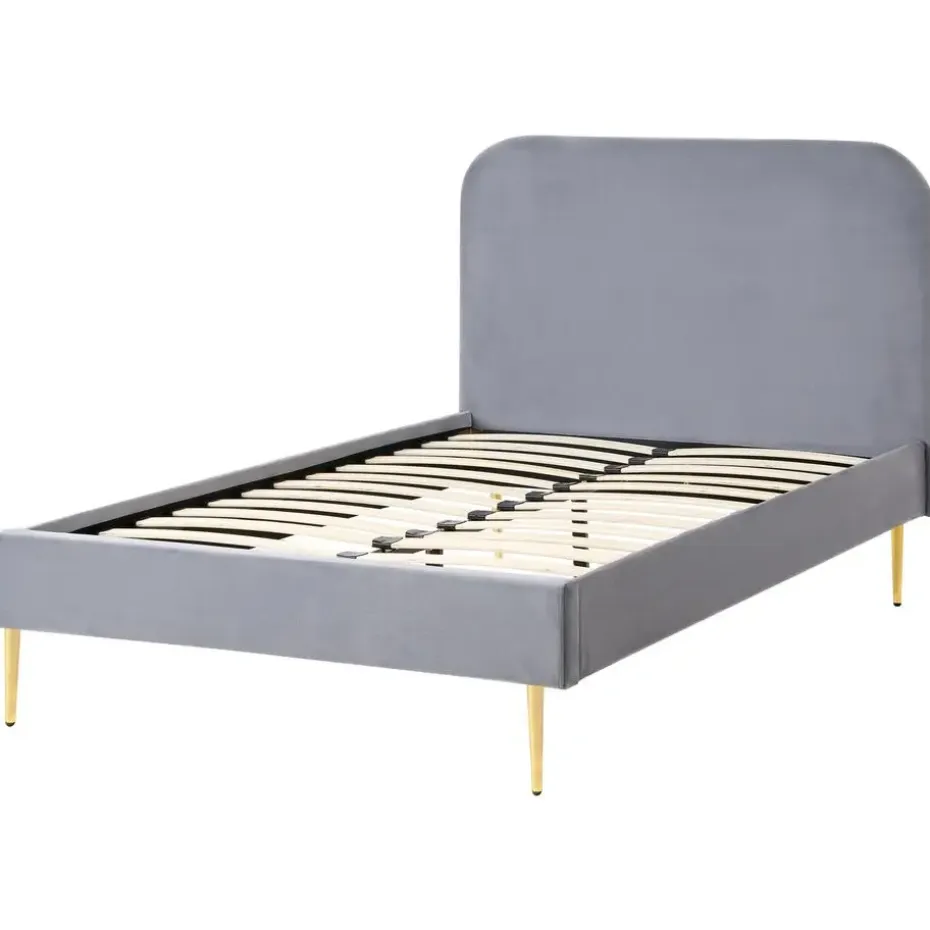 FLAYAT - Eenpersoonsbed - Grijs - 120 x 200 cm - Fluweel