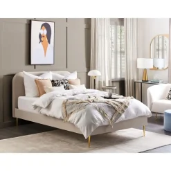 FLAYAT - Tweepersoonsbed - Beige - 140 x 200 cm - Fluweel