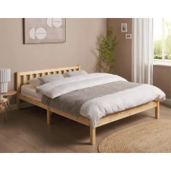 FLORAC - Bed - Lichthout - 140 x 200 cm - Dennenhout