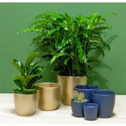 Floran Bloempot - parelgoud - keramiek - binnengebruik - 32 x 27 cm