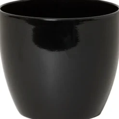 Floran Bloempot/plantenpot Boule - zwart - keramiek - 32 x 27 cm