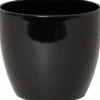 Floran Bloempot/plantenpot Boule - zwart - keramiek - 25 x 22 cm