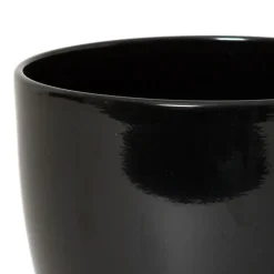 Floran Bloempot/plantenpot Boule - zwart - keramiek - 25 x 22 cm