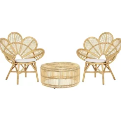 FLORENTINE / LIMNI - Bistroset voor 2 - Natuurlijk - Rotan