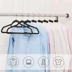 Fluwelen Kleerhanger, 50 stuks, Anti-slip, 45 cm lang, Zwart en Rosé Goud