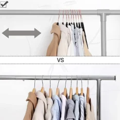 Fluwelen Kleerhanger, 50 stuks, Anti-slip, 45 cm lang, Zwart en Rosé Goud