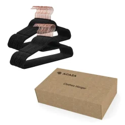 Fluwelen Kleerhanger, 50 stuks, Anti-slip, 45 cm lang, Zwart en Rosé Goud