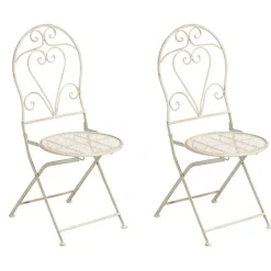FOLELLI - Set van 2 tuinstoelen - Lichtbeige - IJzer