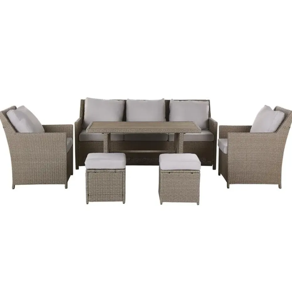 FONTI - Loungeset voor 5 - Natuurlijk - PE rotan