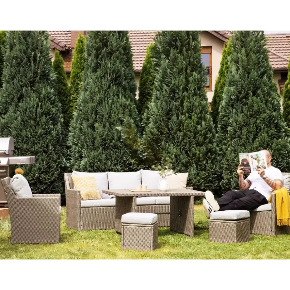 FONTI - Loungeset voor 5 - Natuurlijk - PE rotan