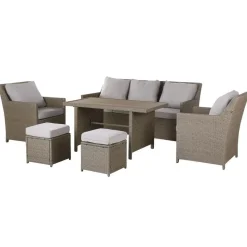 FONTI - Loungeset voor 5 - Natuurlijk - PE rotan