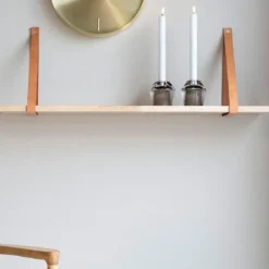 Forno Plank -natuurlijke olie met bruine lederen banden - 80x20 cm