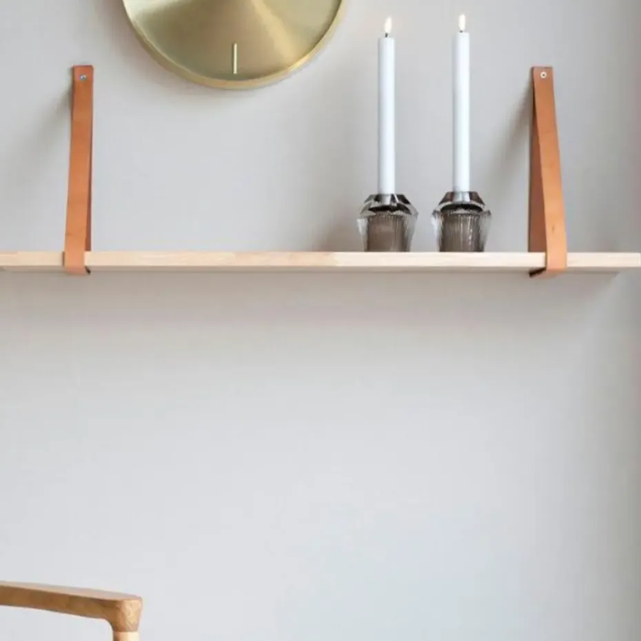 Forno Plank -natuurlijke olie met bruine lederen banden - 80x20 cm