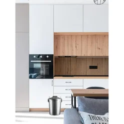 Forte Plastics Afvalbak - zilverkleurig - afvalemmer met deksel - 21l