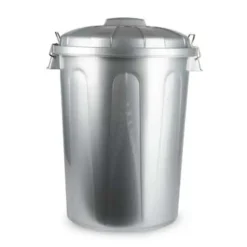 Forte Plastics Afvalbak - zilverkleurig - afvalemmer met deksel - 70l