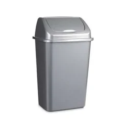 Forte Plastics Prullenbak - zilver - vuilnisbak met deksel - 15 l