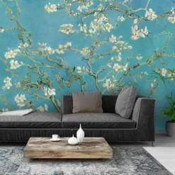 Fotobehang Van Gogh Amandelbloesem - 260 x 384cm - Blauw