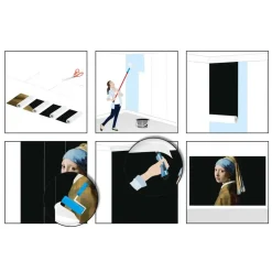Fotobehang Vermeer Meisje met de parel - 260 x 384cm - Zwart