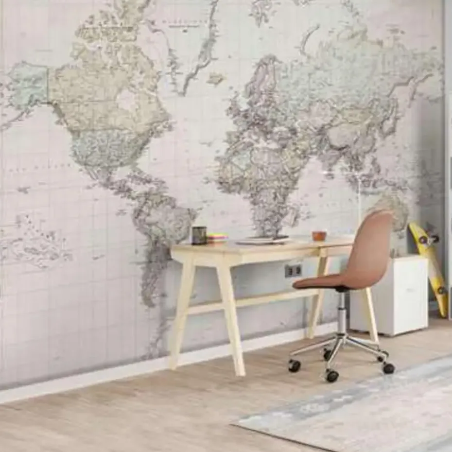 Fotobehang Wereldkaart - vintage Nederlandstalig - 260 x 384cm