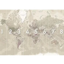Fotobehang Wereldkaart Natuurtint - 260 x 384cm - Beige