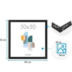 Fotokader - Fotolijst - Wissellijst - 50x50 cm - MDF - Zwart