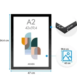 Fotokader A2 Formaat - Fotolijst in MDF Hout - 42 x 59,40 cm - Zwart