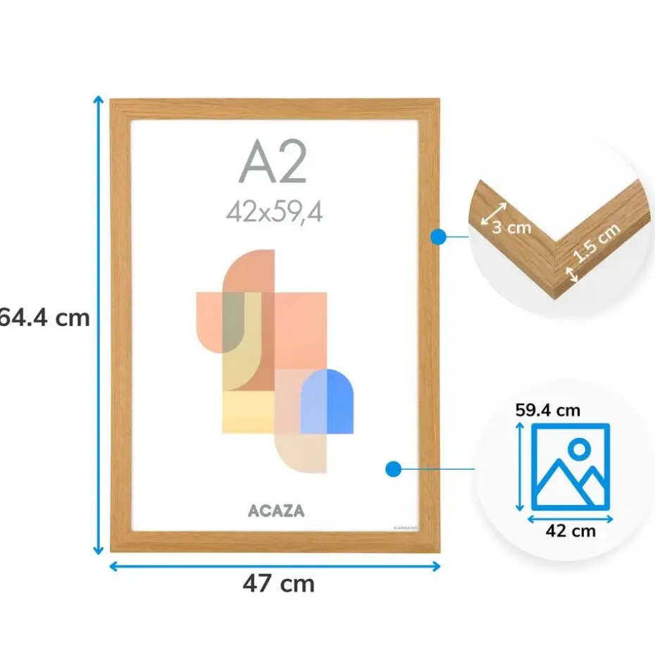 Fotokader A2 Formaat - Fotolijst - 42 x 59,40 cm - MDF - Warme eik