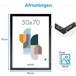 Fotokader voor Foto's van 50x70cm - MDF Houten Fotolijst - Zwart