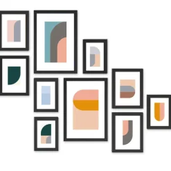 Fotowand met Collage van 10 Fotolijsten - Multi Fotokaders in MDF, Zwart