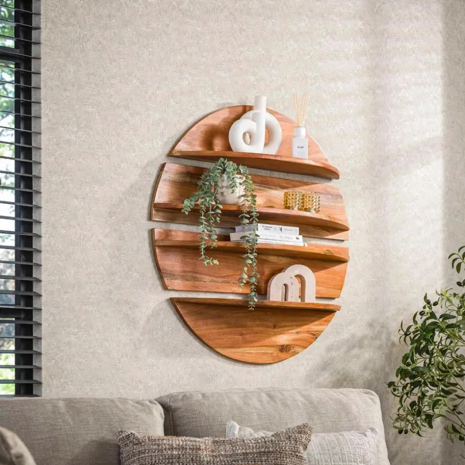 Fraaai - Aarav wandschap set van 4 rond - massief naturel