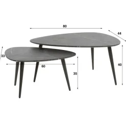 Fraaai - Connie salontafel set van 2 peer vorm - zwart/bruin