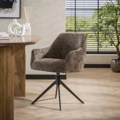 Fraaai - Diego eetkamerstoel geweven draaibaar - taupe