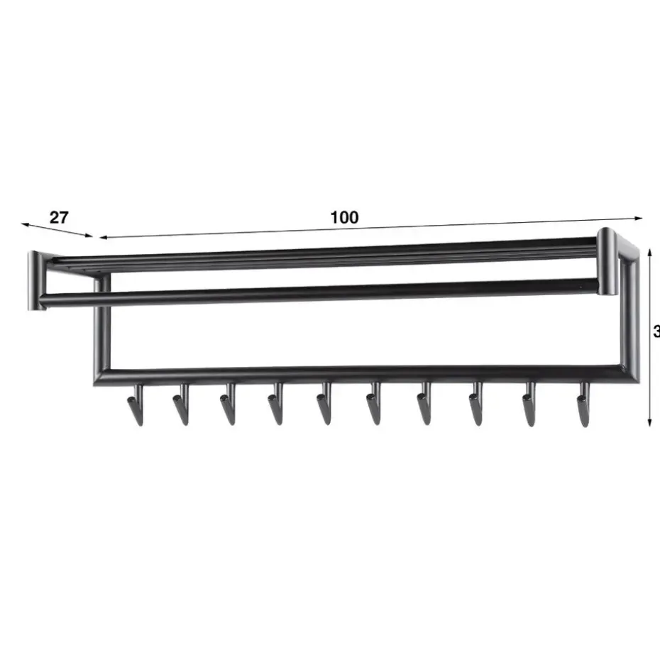 Fraaai - Haines kapstok 10 haaks roede ronde buis - donkergrijs mat