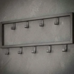 Fraaai - Kapstok industrieel 9 haken - 50 cm zwart