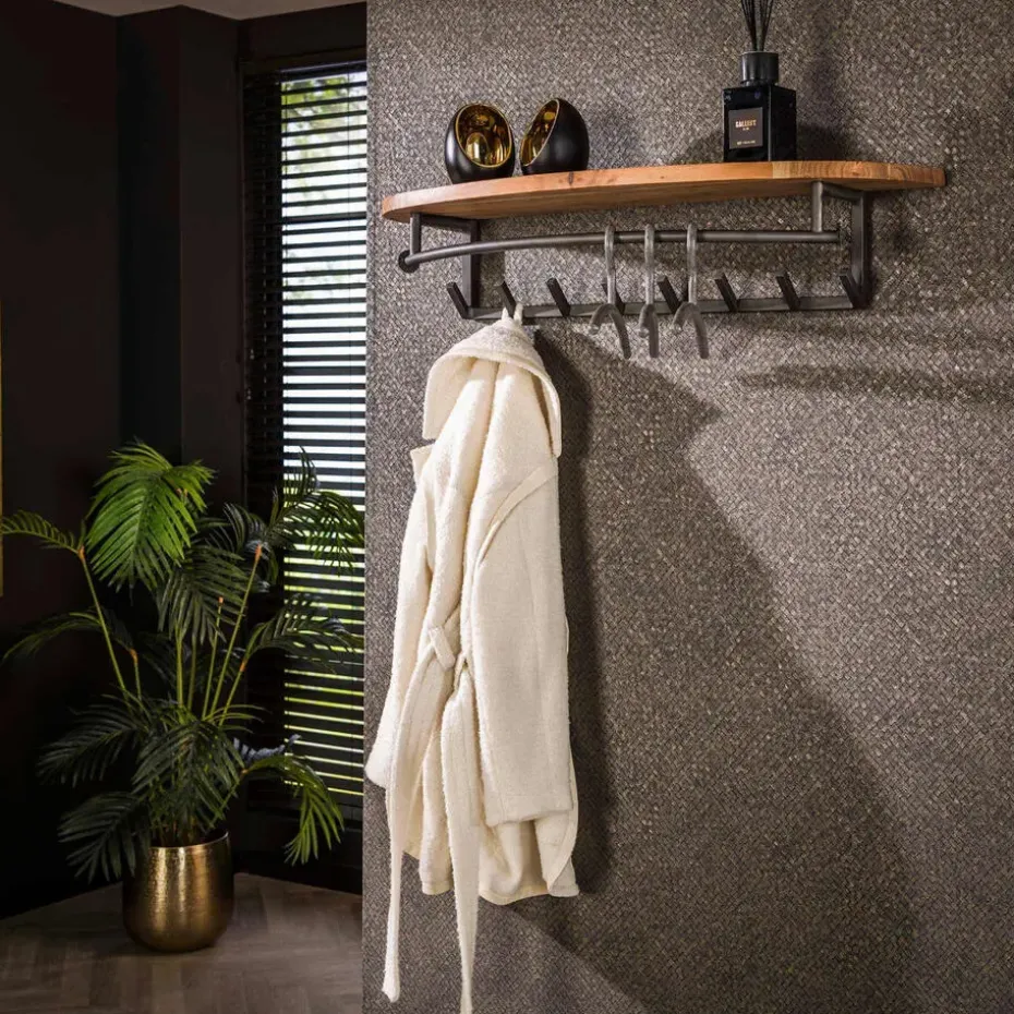 Fraaai - Leanne wandkapstok 8 haken hoedenplank