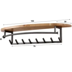 Fraaai - Leanne wandkapstok 8 haken hoedenplank