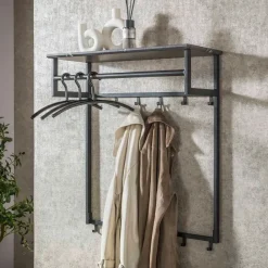 Fraaai - Leonie kapstok roede 12 haaks - zwart bruin