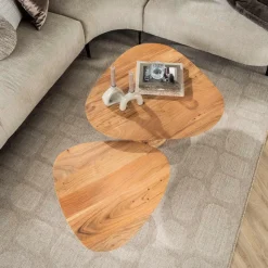 Fraaai - Nicholas salontafel set van 2 driehoekig - massief acacia