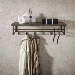 Fraaai - Nowi kapstok 6 haken hoedenplank - brons antiek