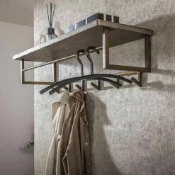 Fraaai - Nowi kapstok 6 haken hoedenplank - brons antiek