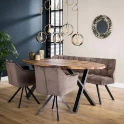 Fraaai - Ramon eetkamerbank 180 cm velvet antraciet