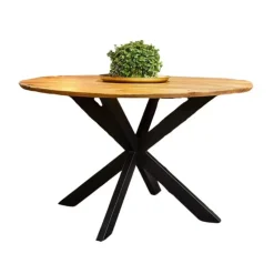 Furndea Brixon eettafel industrieel rond mangohout 77xØ140 cm