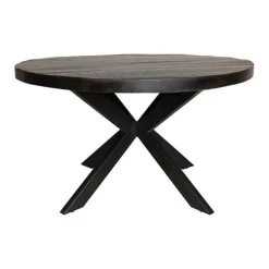 Furndea Morada eettafel industrieel rond mango hout zwart - 76xØ130 cm