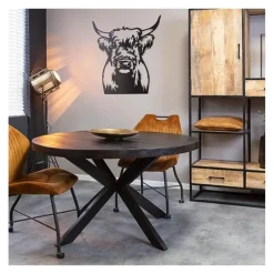 Furndea Morada eettafel industrieel rond mango hout zwart - 76xØ130 cm