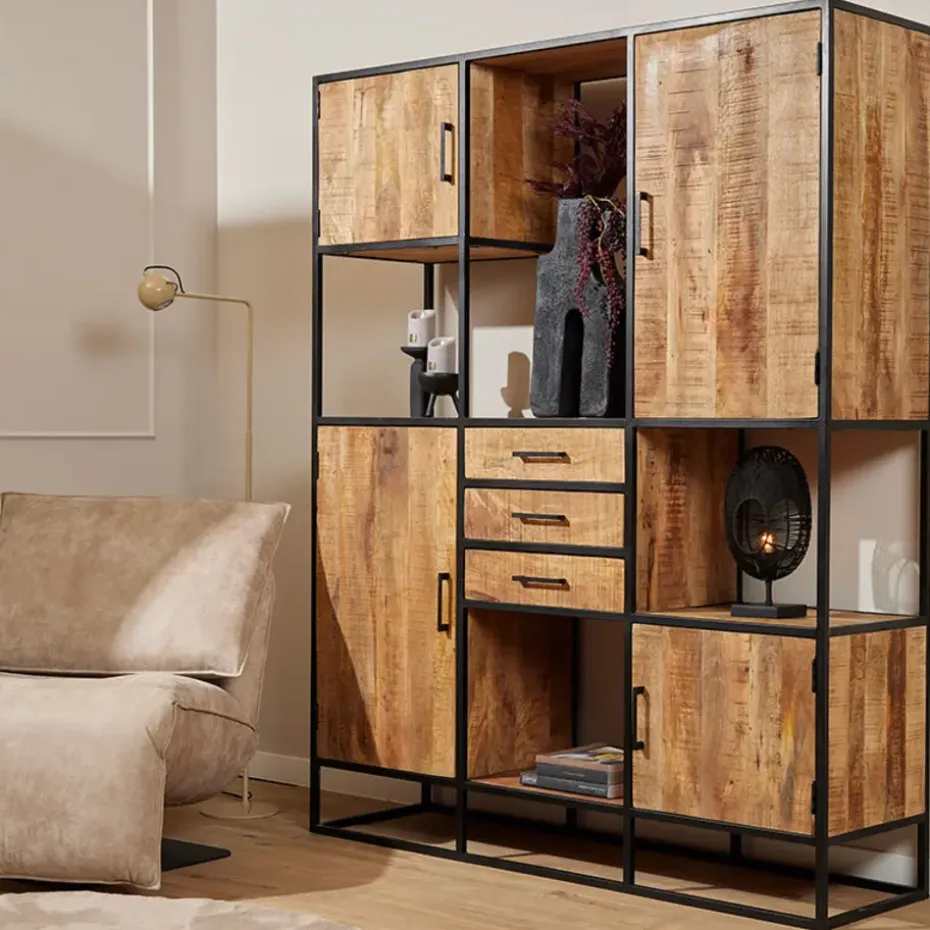 Furndea Morada vakkenkast xl industrieel naturel - 45x160x200 cm